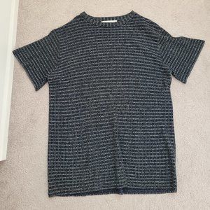 ZARA NAVY BLUE METALLIC THREAD KNIT TUNIC MINI SWEATER DRESS SIZE MEDIUM